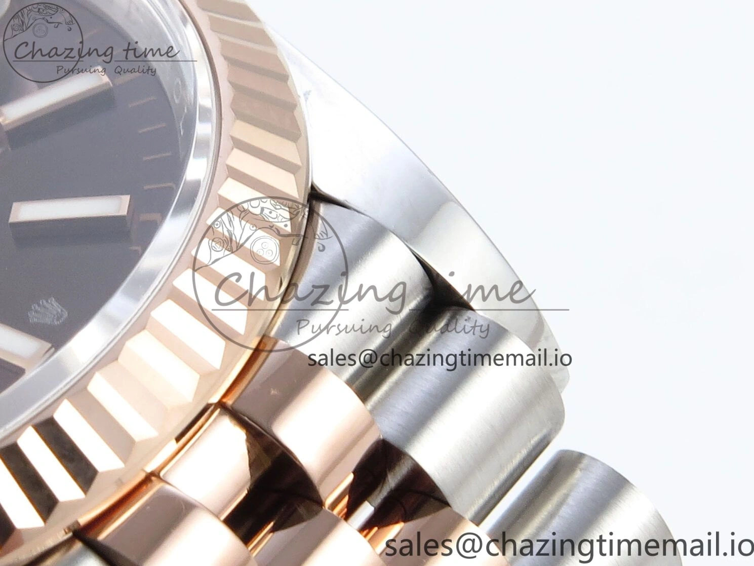 MiroTime 0204 SmoothTexture DateJust 36 126231 EWEF Best Edition Brown Dial Stick Marker on SS RG Jubilee Bracelet A 592